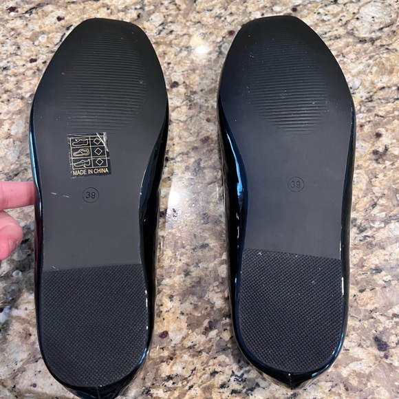 Cider Womens 39 Faux Patent Leather Bow Decor Square Toe Ballet Mary Jane Flats - Picture 14 of 15